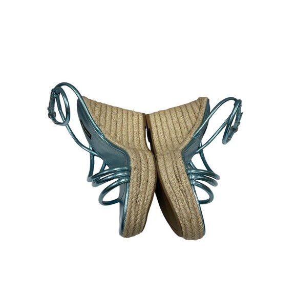 NINE WEST Womens Blue 1-1/2" Platform Hipsta Open Wedge Espadrille Shoes 9 M - Picture 7 of 9